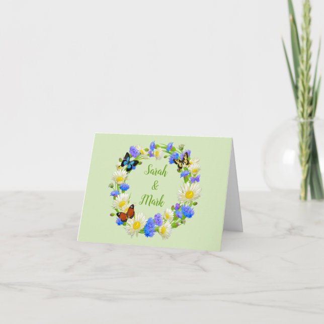 Flores Borboleta Cartões de Nota de Casamento Pers (Frente)