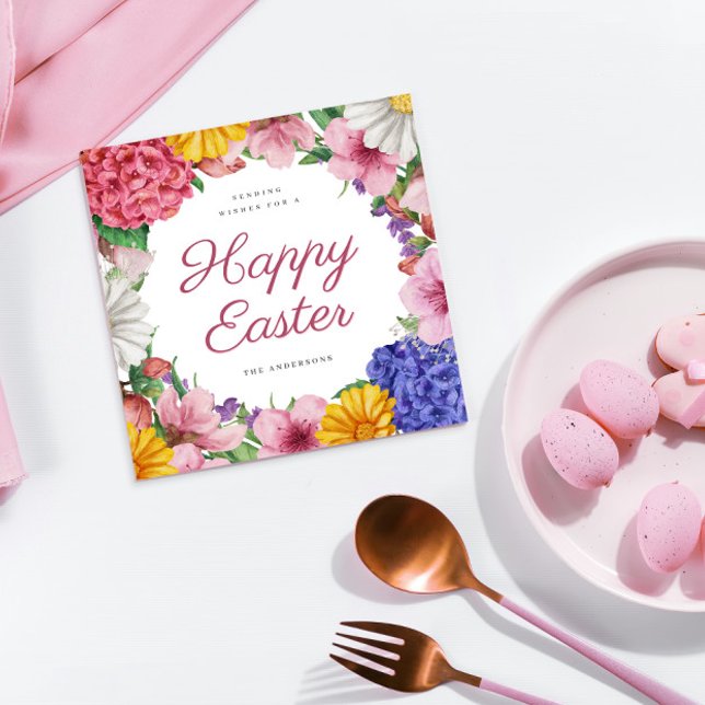 Flores Botânicas Elegantes Cartão de Férias Planas (Criador carregado)