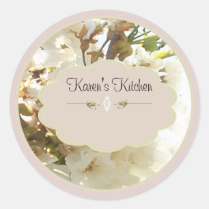 flores brancas 2 etiquetas do frasco da especiaria