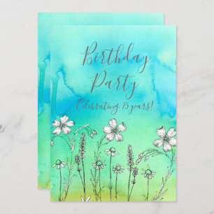 Flores brancas 75º Convite de aniversário