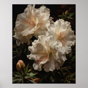 Flores brancas Azalea Impressão