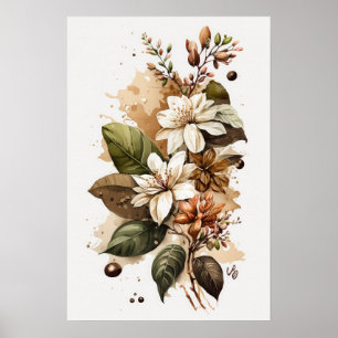 Flores brancas de café Impressão