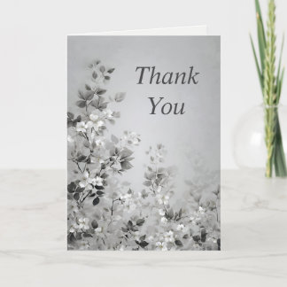 Flores brancas e Cinzas no Cartões de agradeciment