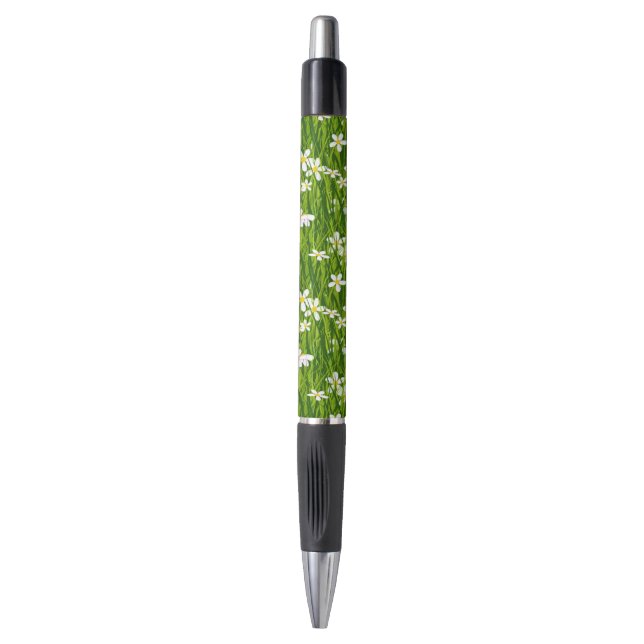 Flores Brancas e Folhas de Planta Caneta Tinta Pre (Frente Vertical)