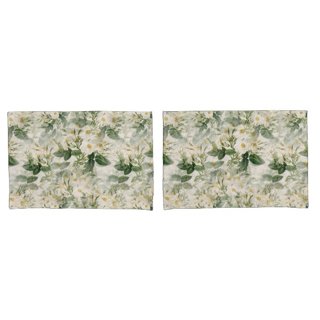 Flores brancas e verdes românticas (Frente - conjunto)