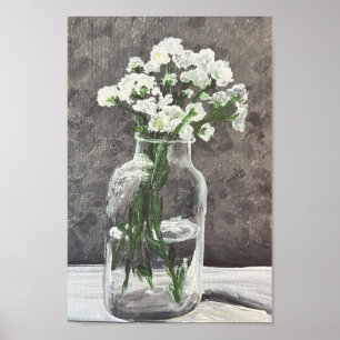Flores brancas em poster de vaso claro
