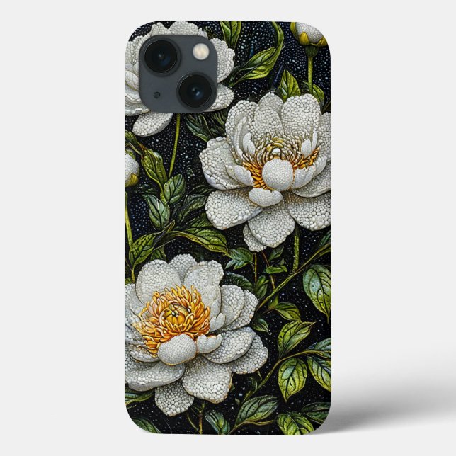 Flores Brancas Estética Floral Elegante (Verso)