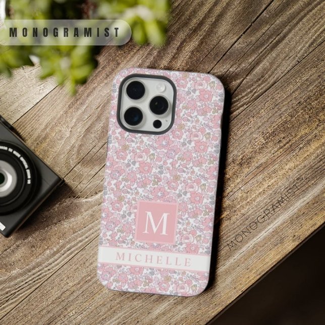 Flores Brancas Florais Personalizáveis Rosa (Customizable White Floral Pink Flowers iPhone Case)