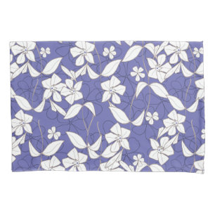 Flores Brancas no Pillowcase Periwinkle