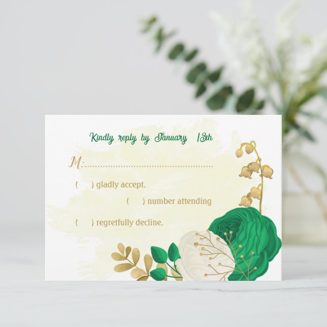 flores brancas verdes casamento botânico RSVP ca (Em pé/Frente)