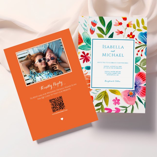 Flores Brilhantes Convite Para Casamento Por Aquar (Criador carregado)