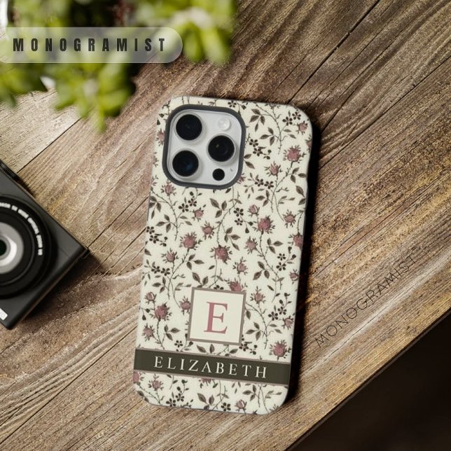 Flores Cinza Personalizáveis Flora Rosa Roxo (Customizable Grey Flora Pink Purple Flowers iPhone Case)
