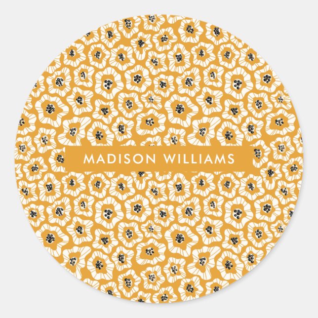 Flores clássico adesivo redondo (Frente)