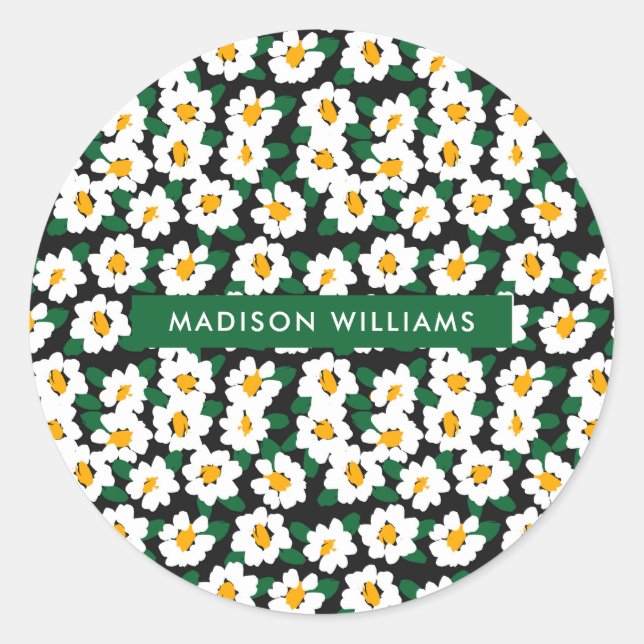 Flores clássico adesivo redondo (Frente)