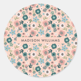 Flores clássico adesivo redondo