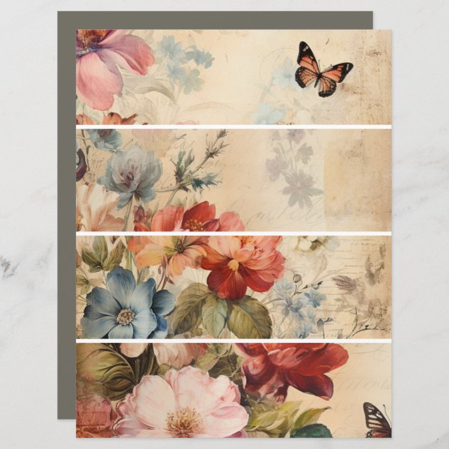 Flores Colagem de Vintagem 2 (Frente/Verso)