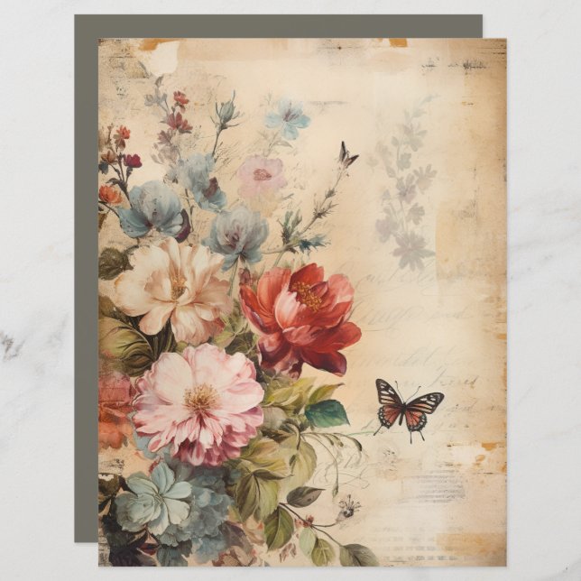 Flores Colagem Vintage 2b (Frente/Verso)