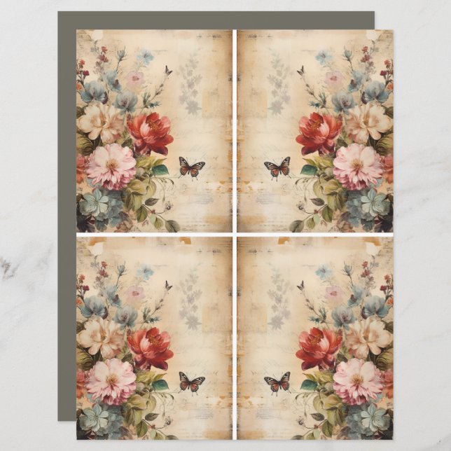 Flores Colagem Vintage 2b (Frente/Verso)