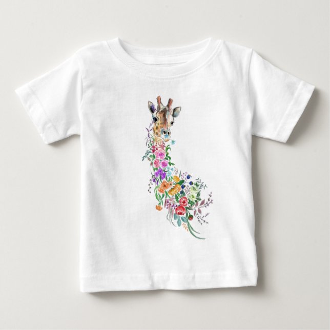 Flores Coloridas Buquê Giraffe Baby T-Shirt Gift (Frente)