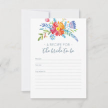 Flores coloridas Cartão de receita para Chá de pan