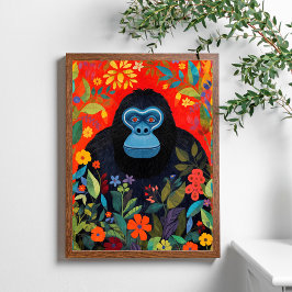 Flores Coloridas de Pintura de Gorilla Saem Poster