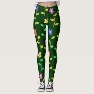 flores coloridas de primavera, leggings verdes