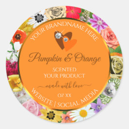 Flores Coloridas Etiquetas de Produtos Laranja com