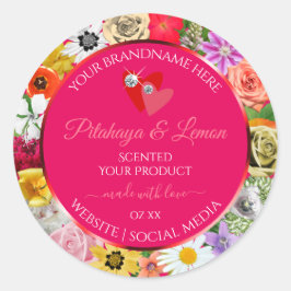 Flores Coloridas Etiquetas de Produtos Rosa Coraçõ
