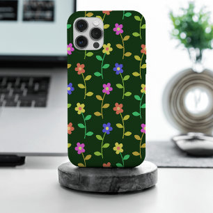 Flores Coloridas, Padrão Floral, Verde, Boho