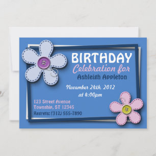 Flores com Perdas e Convites de Aniversário Azul