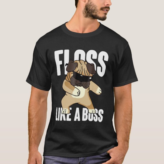 Flores Como Uma Camisa De Maçã, Legal Pug Do Cute  (Frente)