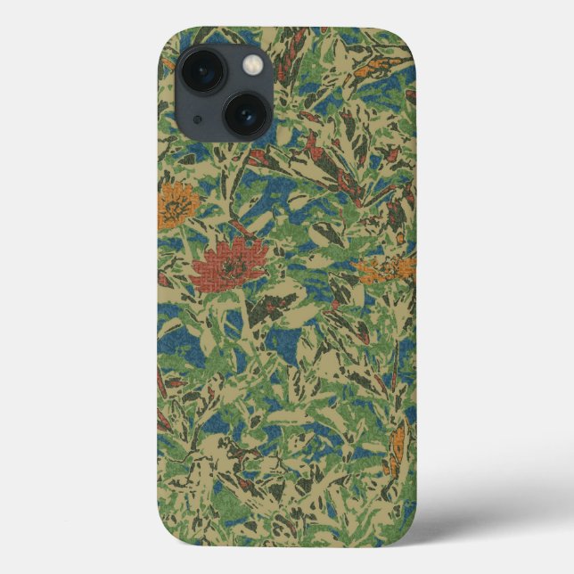 Flores contra padrão de camuflagem de folhas (Verso)