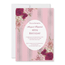 Flores Convite de aniversário de Rosas Rosa Vermel