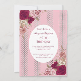 Flores Convite de aniversário de Rosas Rosa Vermel