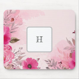 Flores Cor de Água Rosa num Mousepad Monograma
