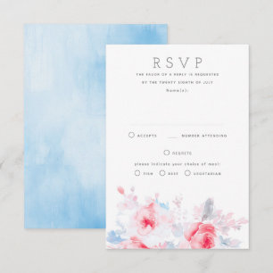 Flores Cor-de-rosa Azul Suave para Placa RSVP para