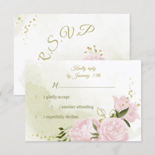 Flores cor-de-rosa bonito folhas verdes RSVP ca bo