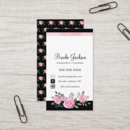 Flores cor-de-rosa do cartão de visita | com fundo