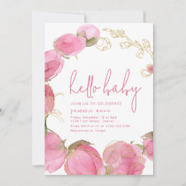 Flores cor-de-rosa do Modelo do Convite de festas