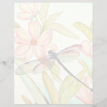 Flores cor-de-rosa e libélula