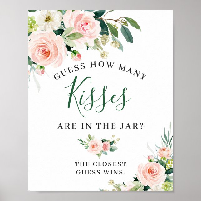 Flores Cor-de-rosa Elegantes Sinal Floral Poster (Frente)