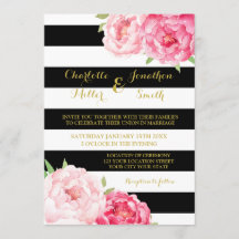 Flores Cor-de-rosa Flores Negras Convites de Casam