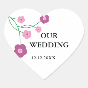 Flores cor-de-rosa que Wedding etiquetas