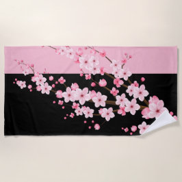 Flores Cor-de-rosa Toalha Preta e Rosa