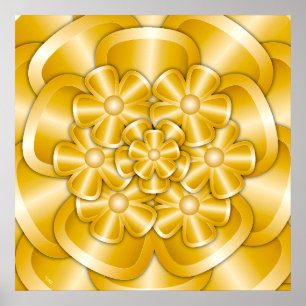 Flores Cromadas - Poster Dourado