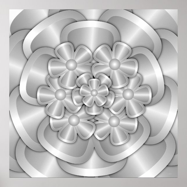 Flores Cromo - Poster prateado (Frente)