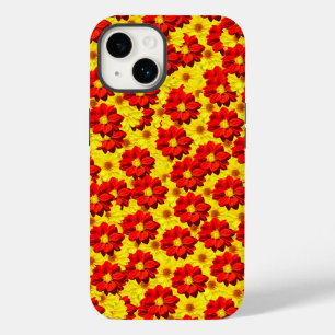 Flores da dália vermelha e amarela