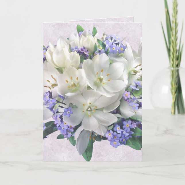 Flores da primavera. Crocuses e cartão Não-me-esqu (Frente)