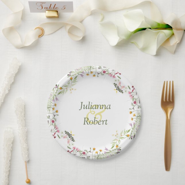 Flores da primavera   pratos de papel (Casamento)