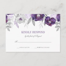 Flores d'água de Cinzas roxas RSVP de Casamento